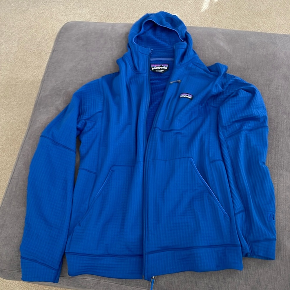 Mens XL Patagonia R1 Polartech Fleece Zip Hoodie - Blue